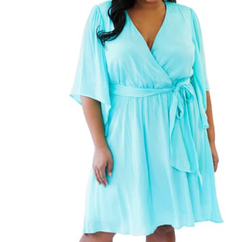 Maree Pour Toi Belted Bell Sleeve Wrap Dress